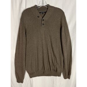 Carnet‎ de Vol Mens Brown 1/4 Button Wool Blend Jumper Size XXL  Made Tunisia